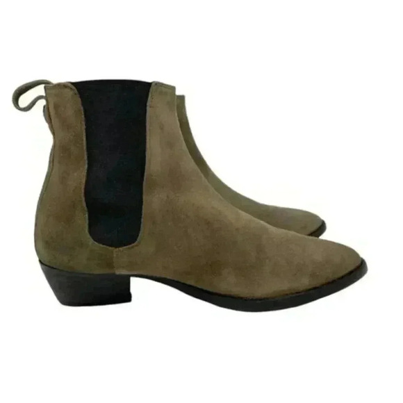 Burberry Chelsea Taupe Italian Suede Heeled Ankle Booties Size 8.5 - Picture 5 of 13